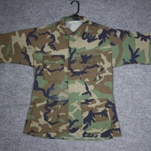 US Army Woodland Camo Field Jacket Utility Coat Military Mens Large Regular
